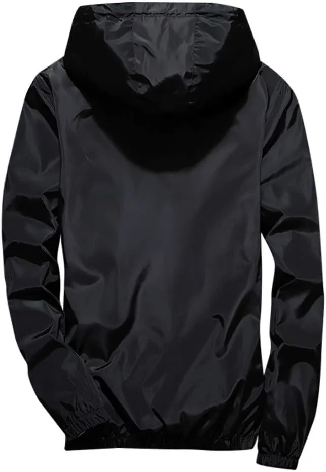 Ymosrh Men's Jackets Rain Jacket Waterproof With Hooded Hiking Coat Casual Lightweight Windbreaker Light Jacket, M-7XL