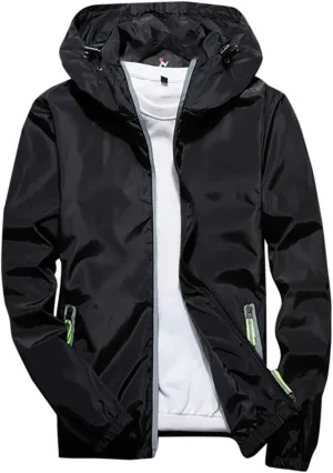 Ymosrh Men's Jackets Rain Jacket Waterproof With Hooded Hiking Coat Casual Lightweight Windbreaker Light Jacket, M-7XL