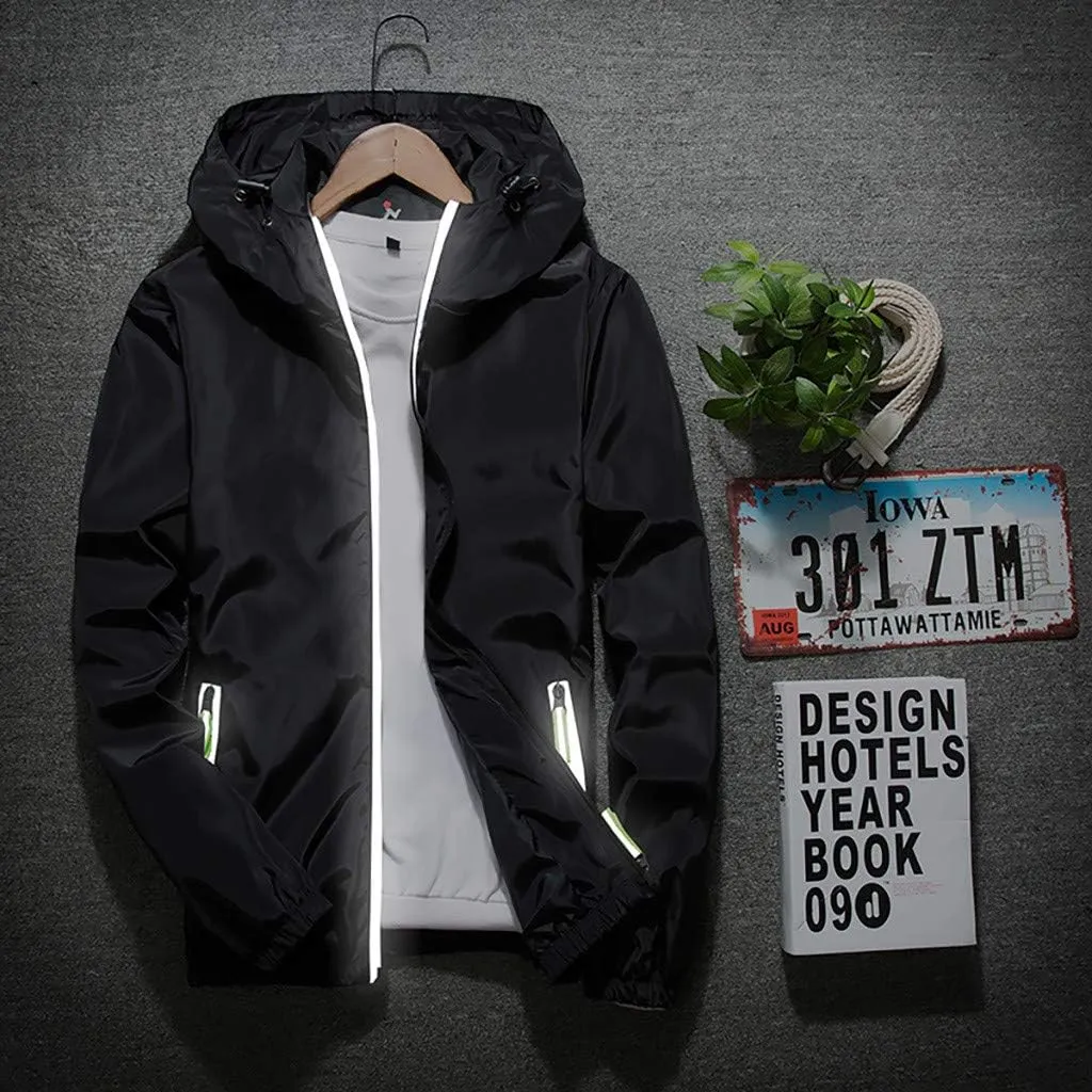 Ymosrh Men's Jackets Rain Jacket Waterproof With Hooded Hiking Coat Casual Lightweight Windbreaker Light Jacket, M-7XL