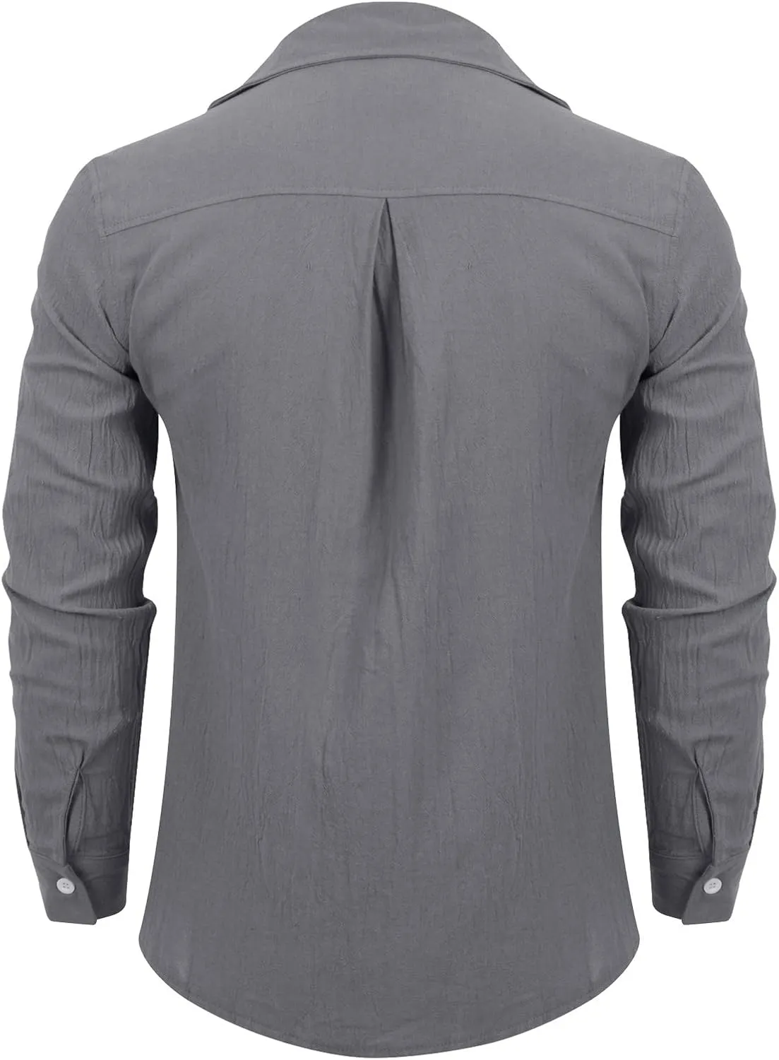 Ymosrh Men's Shirts Fashion Casual Long Sleeve Cotton Linen Solid Color T-Shirt Top Blouse Shirts, S-2XL