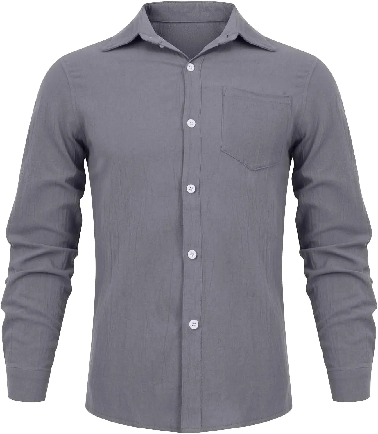 Ymosrh Men's Shirts Fashion Casual Long Sleeve Cotton Linen Solid Color T-Shirt Top Blouse Shirts, S-2XL