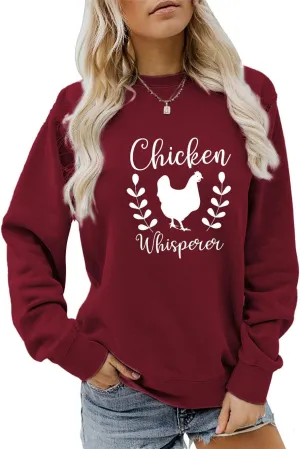 YourTops Chicken Whisperer Sweatshirt Funny Chicken Shirt Women Farm Shirt