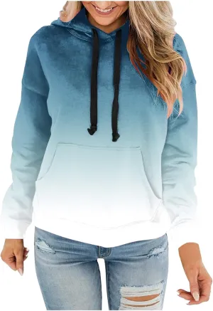 YRAETENM Hoodies for Women Fashion Crew Neck Long Sleeve Fleece Sweatshirts Oversized Lightweight Pullover Tops with Pocket