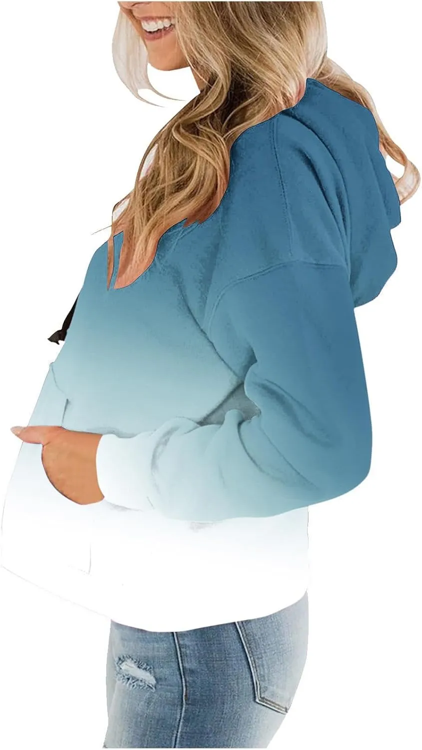 YRAETENM Hoodies for Women Fashion Crew Neck Long Sleeve Fleece Sweatshirts Oversized Lightweight Pullover Tops with Pocket