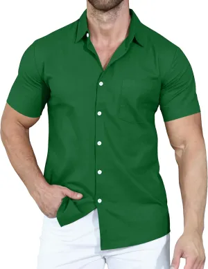 YTD Men's Casual Linen Button Down Shirt Short Sleeve Beach Shirt