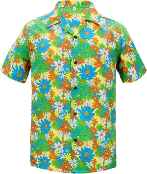 Zando 80s 90s Shirt for Men Retro Button Down Short Sleeve Shirt, Funny Shirt for Hawaiian Beach Disco Theme Party Outfit Top