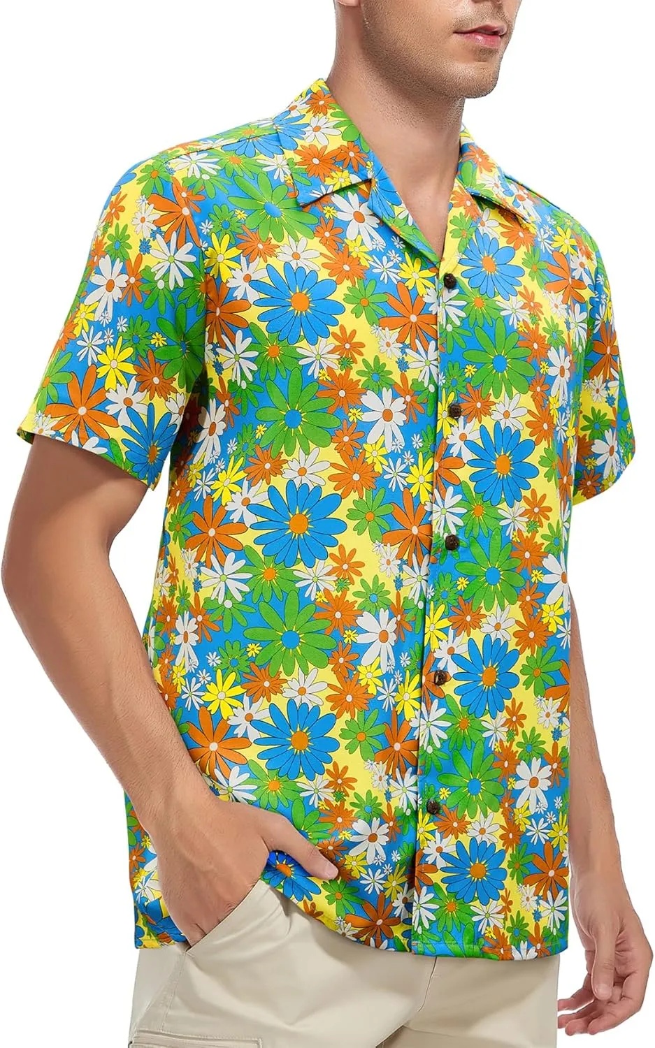 Zando 80s 90s Shirt for Men Retro Button Down Short Sleeve Shirt, Funny Shirt for Hawaiian Beach Disco Theme Party Outfit Top
