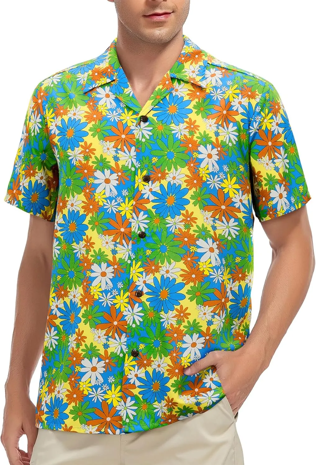 Zando 80s 90s Shirt for Men Retro Button Down Short Sleeve Shirt, Funny Shirt for Hawaiian Beach Disco Theme Party Outfit Top