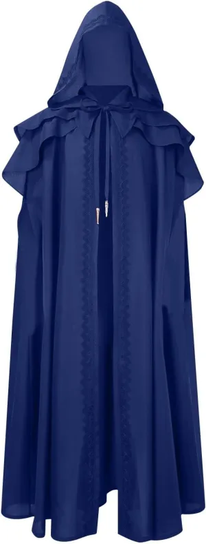 Zeiyignr Unisex Casual Poncho Cape Cloak Fashion Medieval Witch Cloak Full Length Halloween Christmas Fancy Cape Gothic Robe
