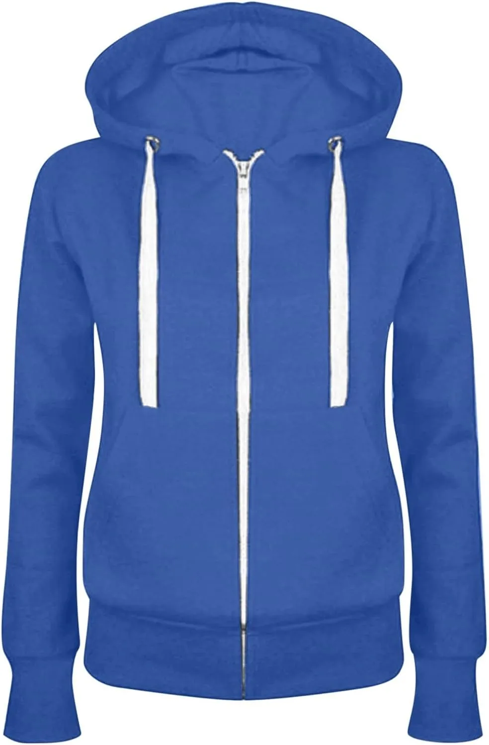 Zip Up Hoodies for Women Basic Lightweight Hoodie Long Sleeve Hooded Jacket Drawstring Sweatshirt Solid Color Hoodies