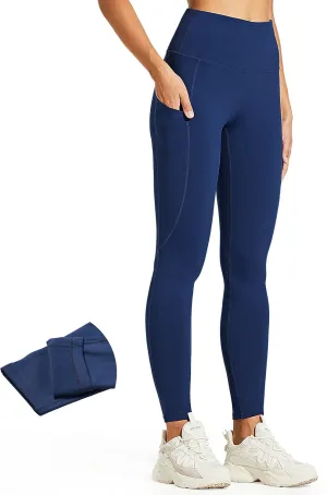 ZUTY Fleece Lined Leggings Women Water Resistant Winter Thermal Insulated High Waisted Hiking Leggings Pockets Plus Size